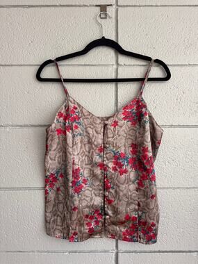 Vintage Y2K Valerie Stevens Animal Print Floral Slip Top size M